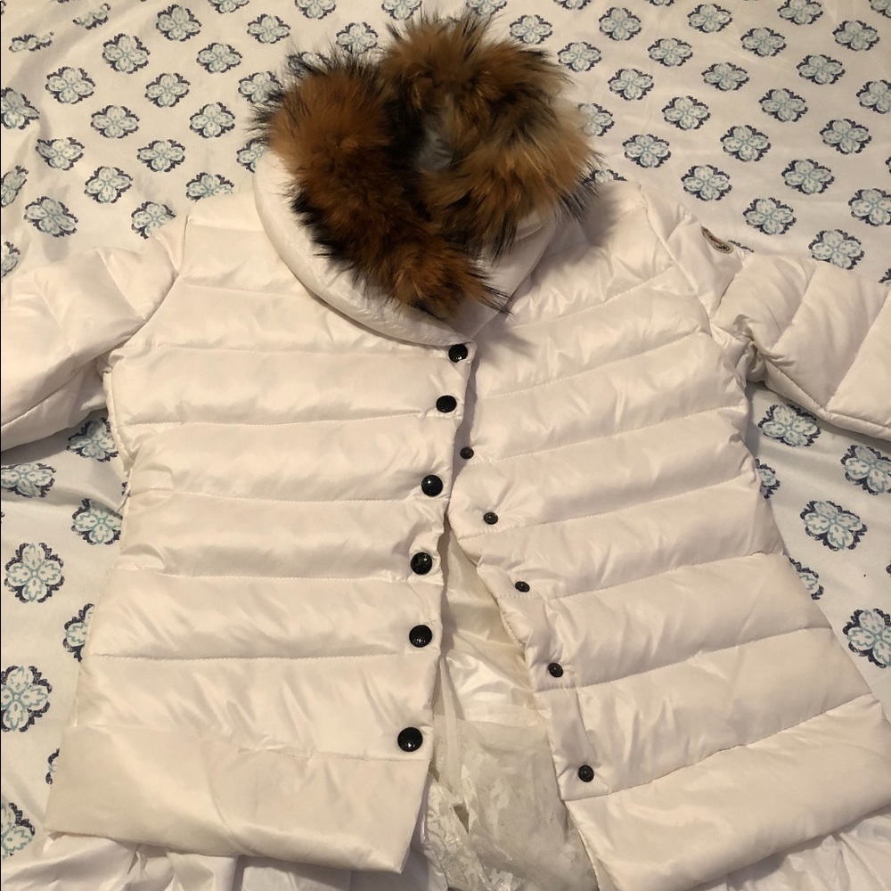 Moncler white jacket with real fur